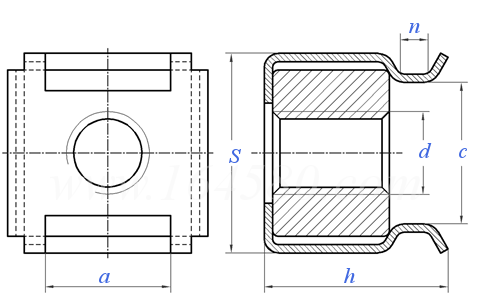 Cage Nut technical drawing Cage Nut technical drawing
