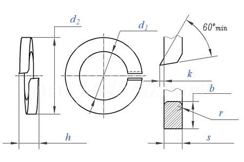 Spring Washer technical drawing Spring Washer technical drawing