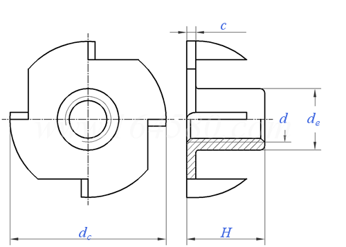 Tee Nut technical drawing Tee Nut technical drawing