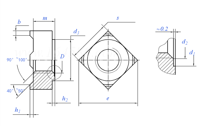 Weld Nut technical drawing Weld Nut technical drawing