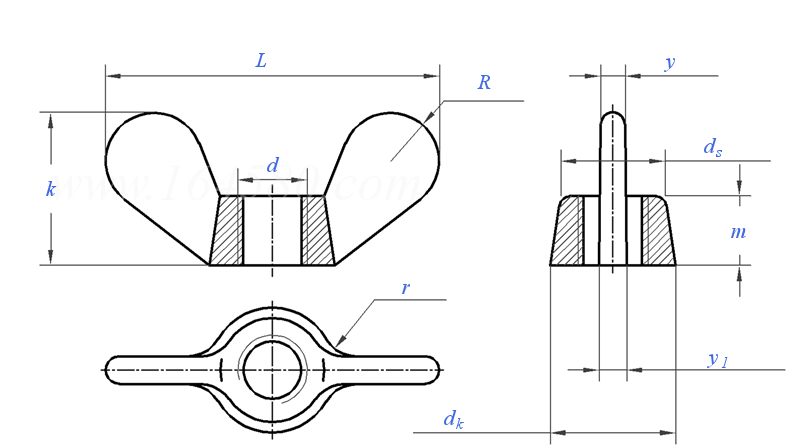 Wing Nut technical drawing Wing Nut technical drawing